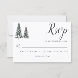 Elegant Winter Wonderland Snowboardfahren Hochzeit RSVP Karte