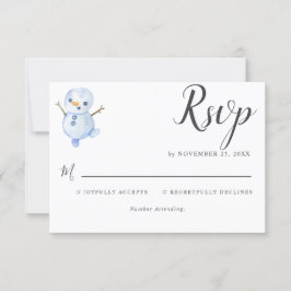 Elegant Winter Wonderland Snowboardfahren Hochzeit RSVP Karte
