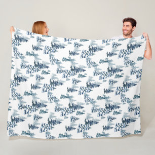 Elegant Winter Woodland Snowy Fir Forest Weihnacht Fleecedecke