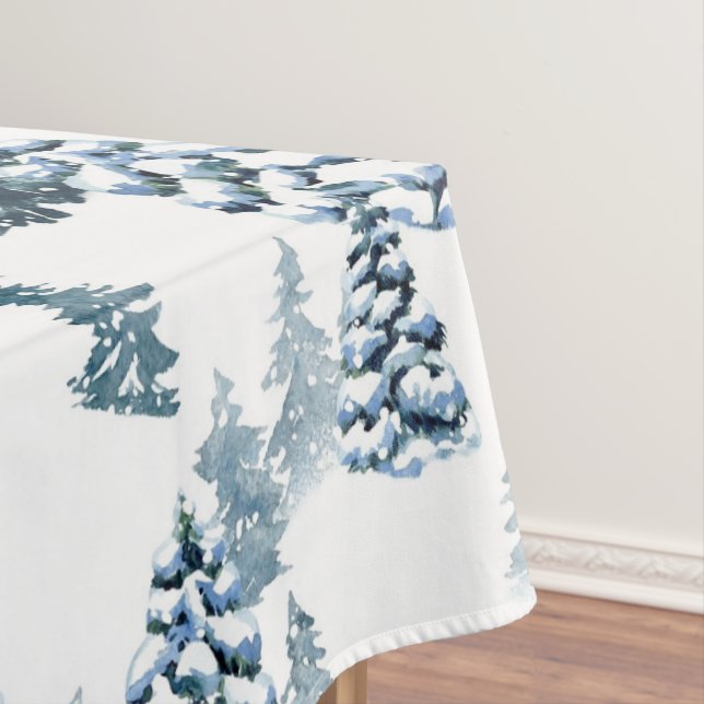 Elegant Winter Woodland Snowy Fir Forest Weihnacht Tischdecke (Beispiel)