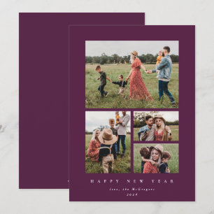 Elegant Winterberry Frame 4 Foto Frohes Neues Jahr Feiertagskarte