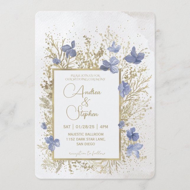 Elegant Wintry Foliage Winter Wedding Einladung (Vorderseite)