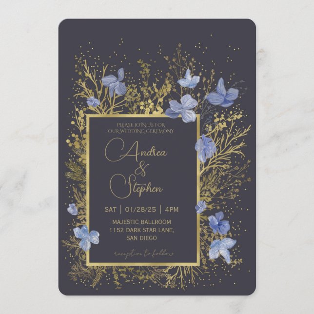 Elegant Wintry Foliage Winter Wedding Einladung (Vorderseite)