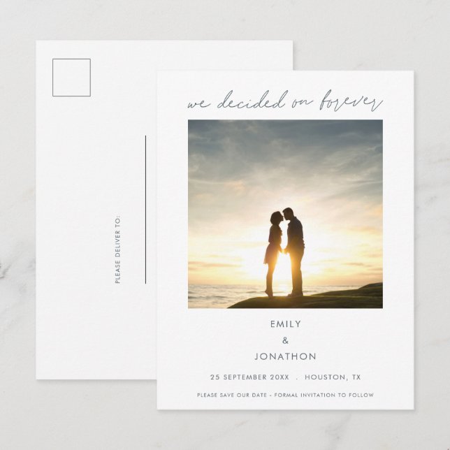 Elegant Wir entschieden uns für ewiges Foto Ankündigungspostkarte (Vorne/Hinten)