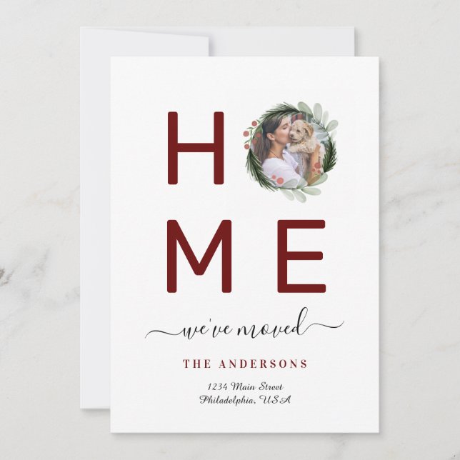 Elegant Wir haben Weihnachts-Foto Wreath ZUHAUSE v Ankündigung (Vorderseite)