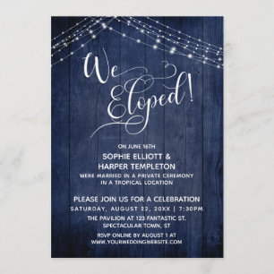 Elegant Wir Hochzeits Typographie & Lichter, Navy Einladung