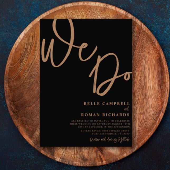 Elegant Wir machen eine Schwarz-Gold-Hochzeit mit  Einladung (Von Creator hochgeladen)