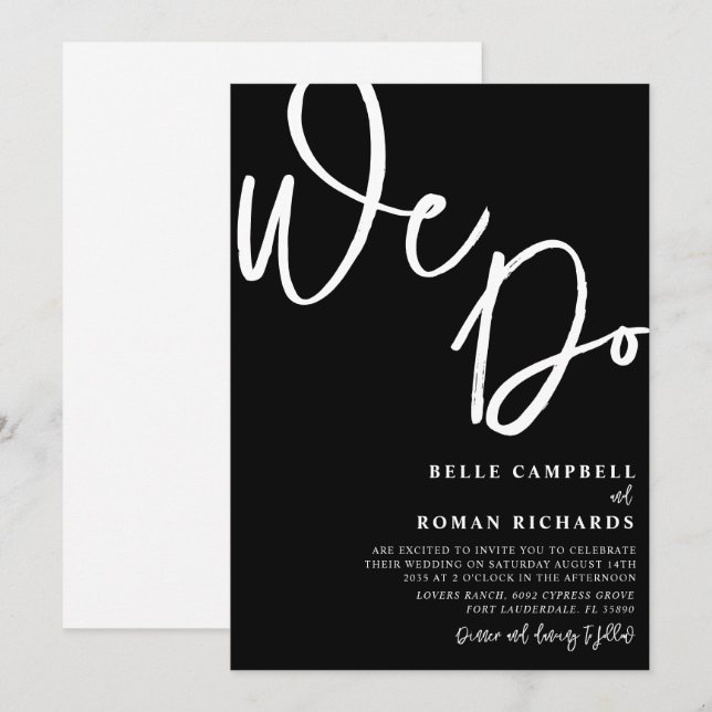 Elegant Wir machen eine Schwarz-Weiß-Hochzeit mit  Einladung (Vorne/Hinten)