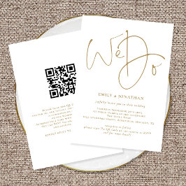 Elegant Wir machen Gold Script QR Code Hochzeit Einladung