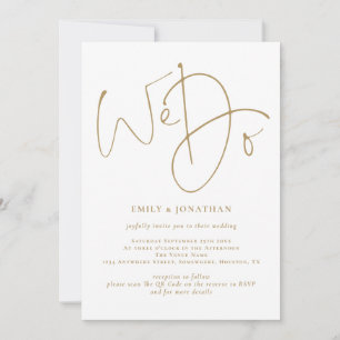 Elegant Wir machen Gold Script QR Code Hochzeit Einladung