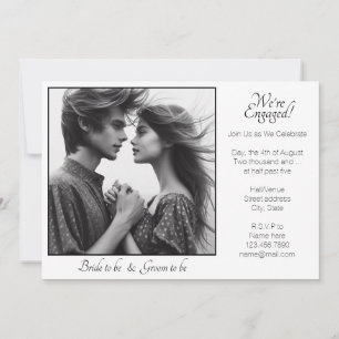 Elegant Wir sind Verlobt Gerahmtes Foto Schwarz un Ankündigung