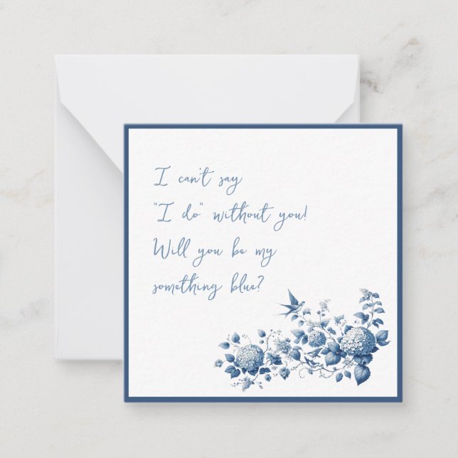 Elegant wirst du meine Blue Wedding Card sein Mitteilungskarte (Vorderseite)