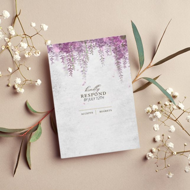 Elegant Wisteria Lila Wedding RSVP Cards Karte (Von Creator hochgeladen)