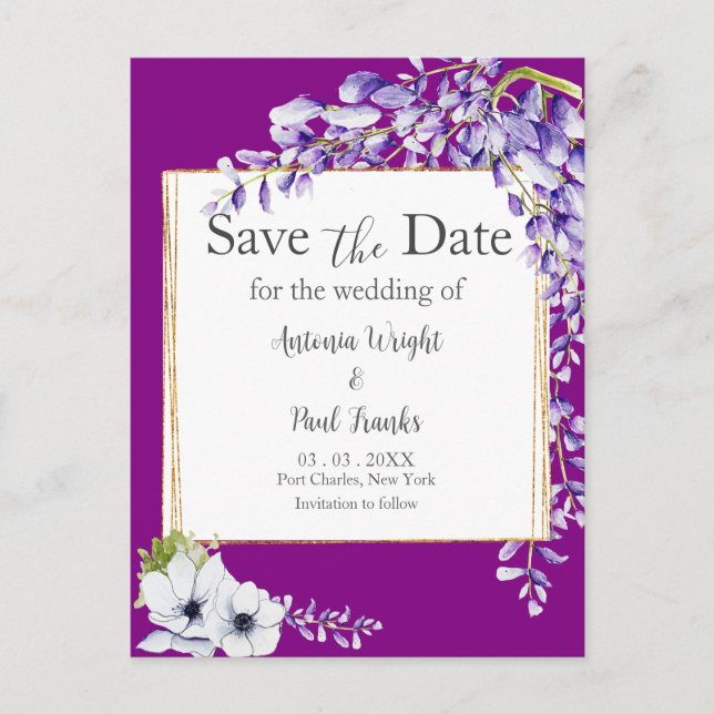 Elegant Wisteria Postkarte (Vorderseite)