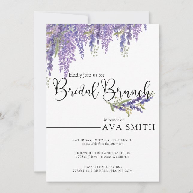 Elegant Wisteria tree Wedding Bridesmaids Brunch Einladung (Vorderseite)