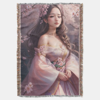 Elegant Woman Amidst Blooming Cherry Blosso Decke