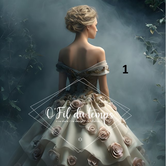 Elegant Woman in Opulent Ball Gown Seidenpapier (Von Creator hochgeladen)