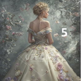 Elegant Woman in Opulent Ball Gown Seidenpapier