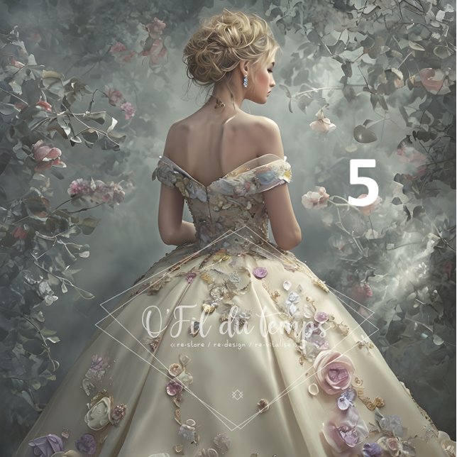 Elegant Woman in Opulent Ball Gown Seidenpapier (Von Creator hochgeladen)