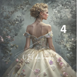 Elegant Woman in Opulent Ball Gown Seidenpapier