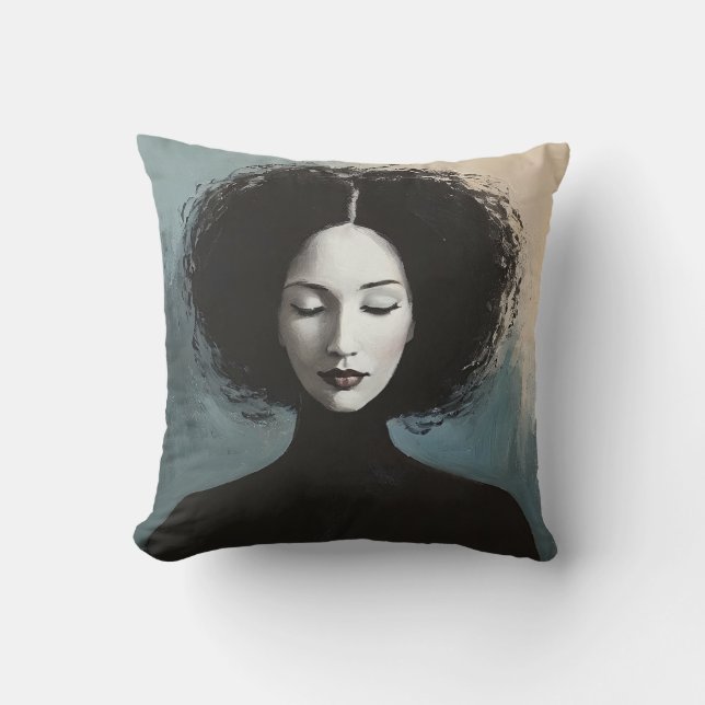 Elegant Woman Portrait Modern Art Kissen (Vorderseite)