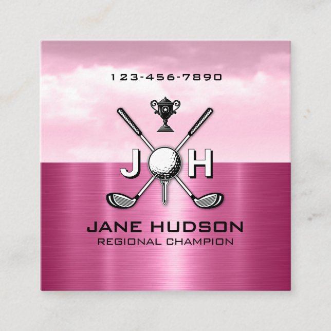 Elegant Women Golf Monogram Design Quadratische Visitenkarte (Vorderseite)