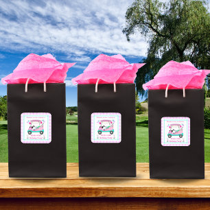 Elegant Women's Golf Party Cart Vielen Dank zum Ge Quadratischer Aufkleber