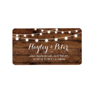 Elegant Wood Address Labels Stickers Lights Adressaufkleber