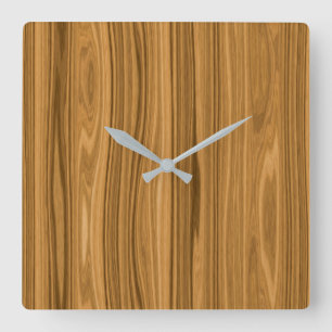 Elegant Wood grain style Quadratische Wanduhr