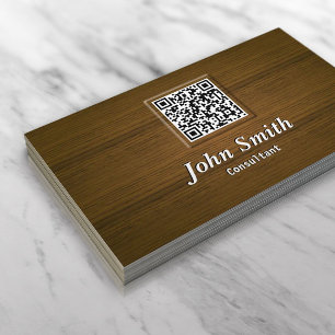 Elegant Wood QR Code Consultant Visitenkarte