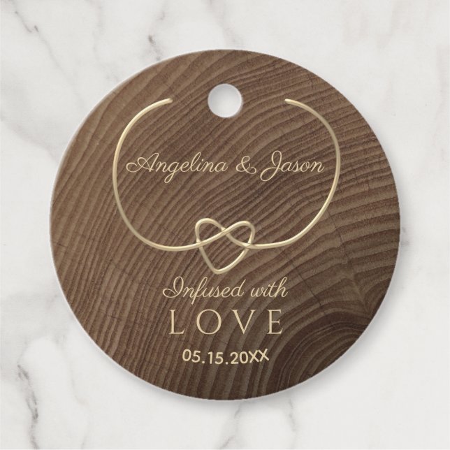 Elegant Wood Wedding Geschenkanhänger (Vorderseite)