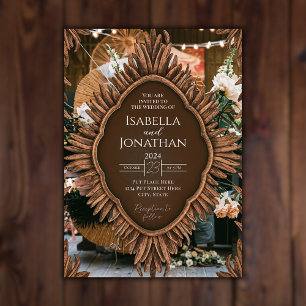 Elegant Wooden Rustikale Hochzeit Einladung