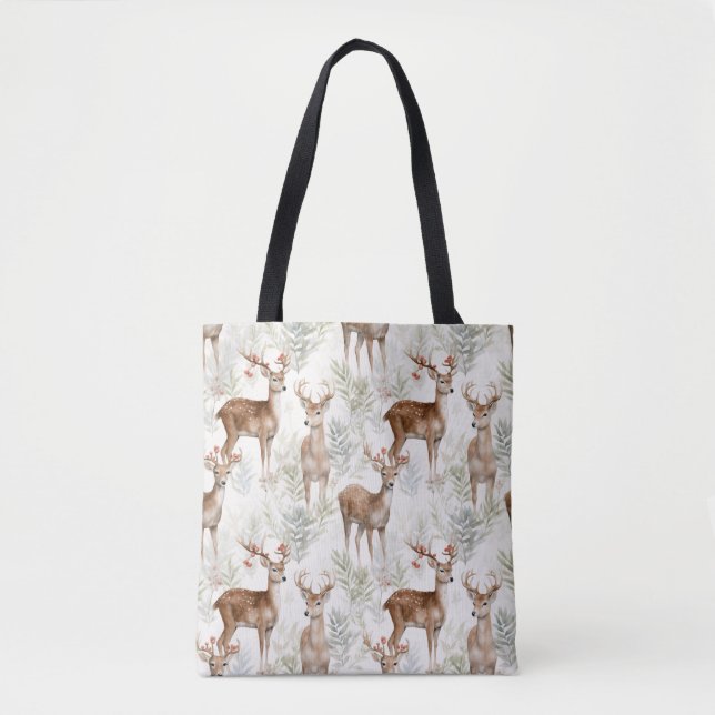 Elegant Woodland Deer Tote Bag - naturbelassen Ins (Vorderseite)