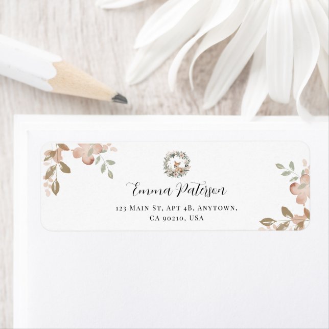 Elegant Woodland Floral Return Address (Insitu)