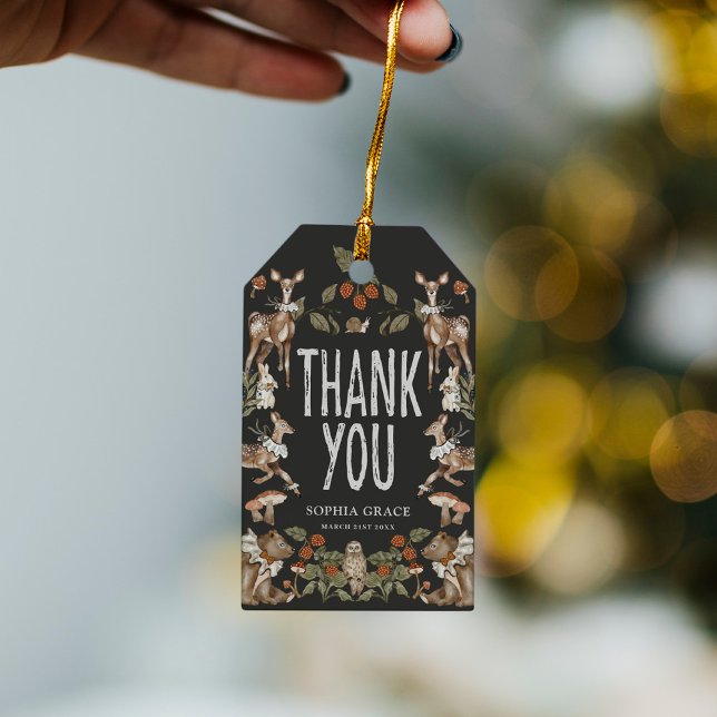 Elegant Woodland Forest Baby Shower Vielen Dank Geschenkanhänger (Von Creator hochgeladen)