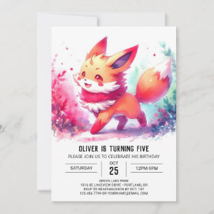Elegant Woodland Fox Geburtstag Einladung