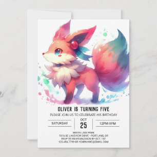 Elegant Woodland Fox Geburtstag Einladung
