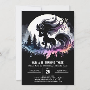 Elegant Woodland Horse Birthday Einladung