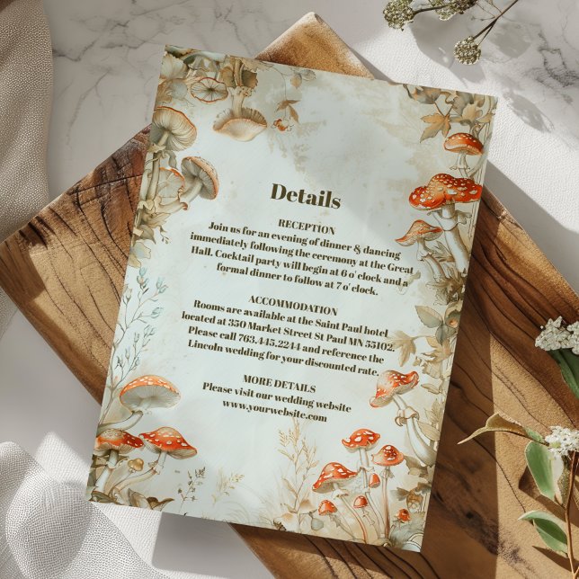 Elegant Woodland Mushroom Fern Wedding Begleitkarte (Von Creator hochgeladen)