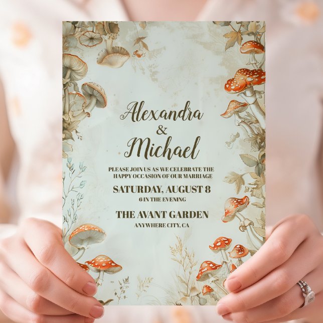 Elegant Woodland Mushroom Fern Wedding Einladung (Von Creator hochgeladen)