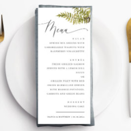 Elegant Woodland Wedding | Minimalist Forest Fern Menükarte