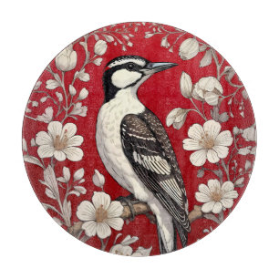 Elegant Woodpecker Floral William Morris Inspirier Schneidebrett