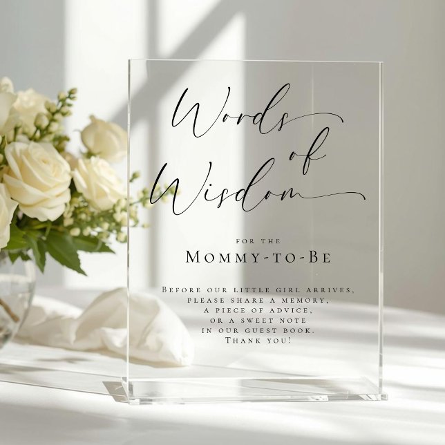 Elegant Words of Wisdom Baby Shower Guest Book  Acrylschild (Von Creator hochgeladen)