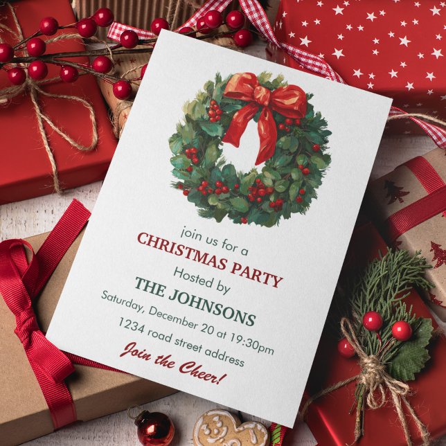 Elegant Wreath Christmas Party Invitation Einladung (Von Creator hochgeladen)