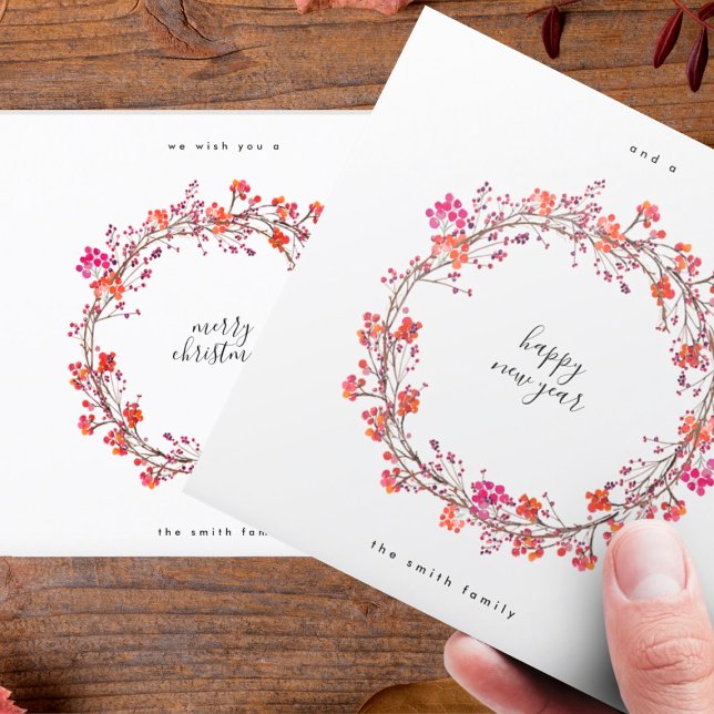 Elegant Wreath frohe Weihnachten und glückliches N (Von Creator hochgeladen)