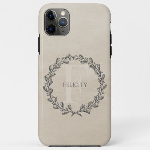 Elegant Wreath Monogram   Beige Case-Mate iPhone Hülle