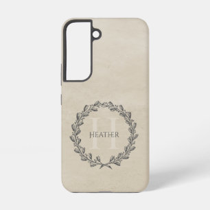 Elegant Wreath Monogram   Beige Samsung Galaxy Hülle