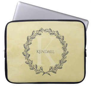 Elegant Wreath Monogram   Gelb Laptopschutzhülle