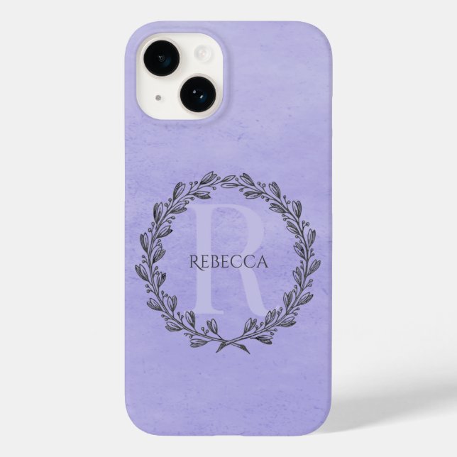 Elegant Wreath Monogram | LILA Case-Mate iPhone Hülle (Rückseite)