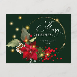 Elegant Wreath Poinsettia Mistletoe Weihnachten Postkarte